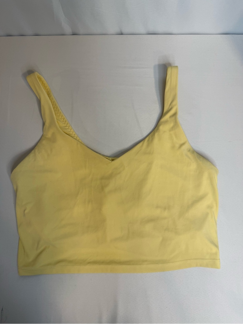 Women’s Offline Yellow V-Neck Cropped Tank Top Wide Strap Jersey Stretch Size XL